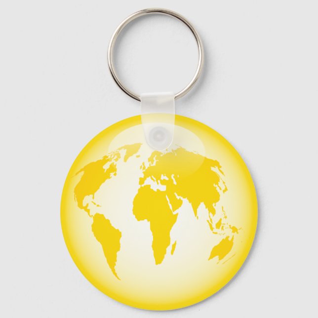 Gult Glossy Globe Nyckelring (Framsida)