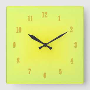 Gult Glow Clock med siffror Fyrkantig Klocka