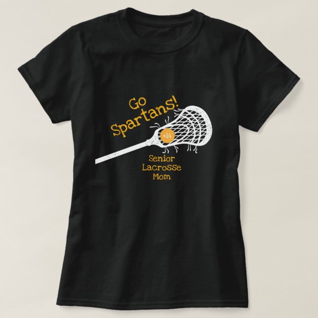 Gult Go Team Lacrosse Mamma T Shirt (Design framsida)