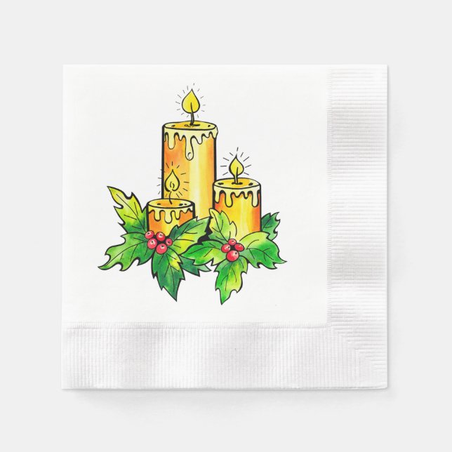 Gult God jul och Gott nytt år Pappersservett (Framsidan)