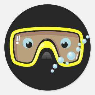 Gult Goggles Runt Klistermärke