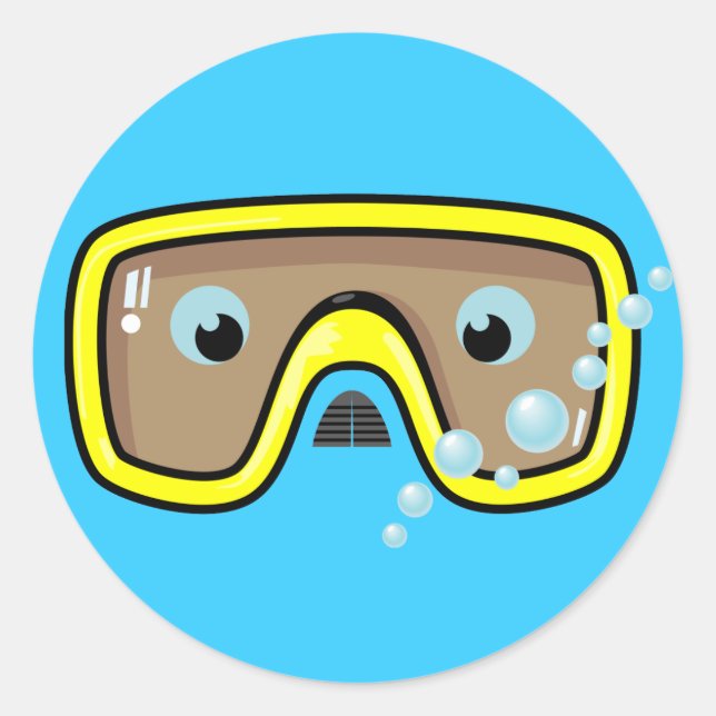Gult Goggles Runt Klistermärke (Framsida)