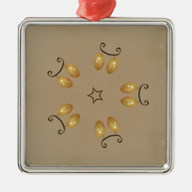 Gult Golden Egg Mönster Påskäggen Rustic Beige Julgransprydnad Metall (Framsidan)