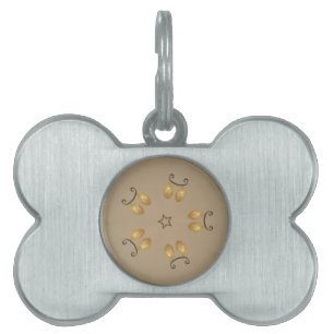 Gult Golden Egg Mönster Påskäggen Rustic Beige Namnbricka Husdjur