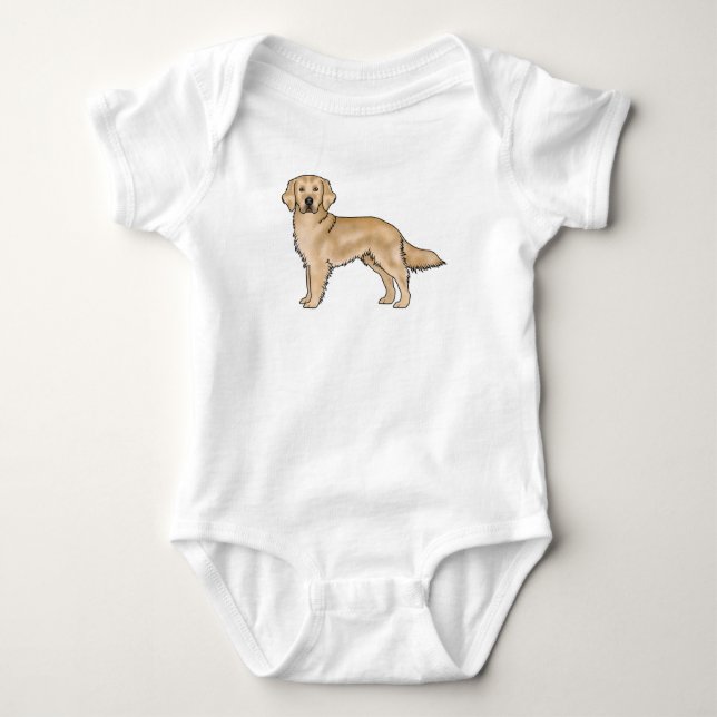 Gult Golden Retriever Adsible Tecknad hund T Shirt (Framsida)