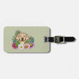 Gult Golden Retriever Colorful Flowers Bagagebricka