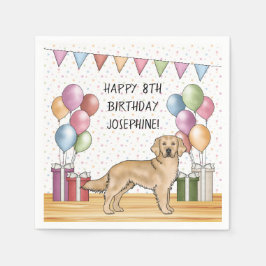 Gult Golden Retriever Colorful Pastel Birthday Pappersservett