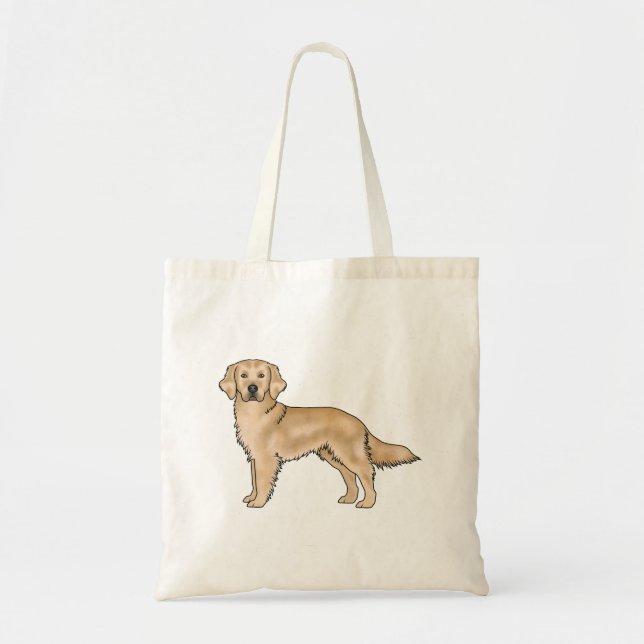 Gult Golden Retriever Cute Hund Illustration Tygkasse (Framsidan)
