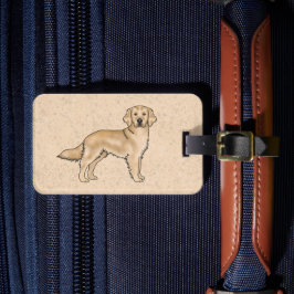 Gult Golden Retriever Cute Tecknad hund Art Bagagebricka