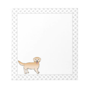Gult Golden Retriever Cute Tecknad hund med Tass Anteckningsblock