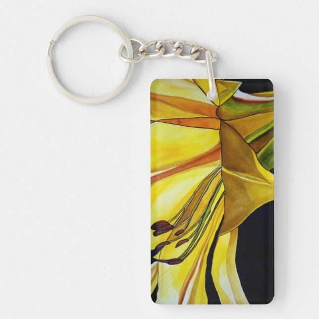 Gult Golden Splendor lily art keychain Nyckelring (Framsidan)
