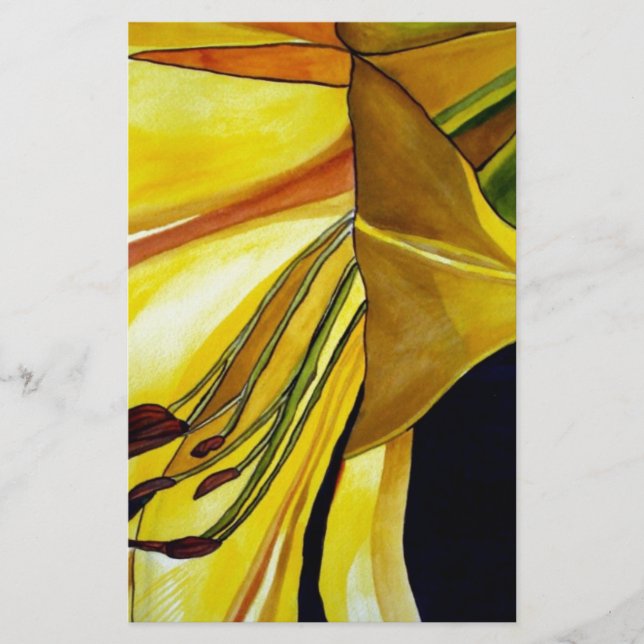 Gult Golden Splendor lily original art (Framsida)