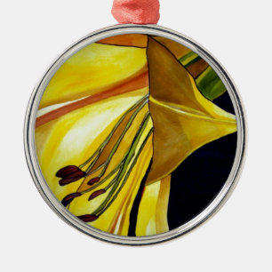 Gult Golden Splendor lily original art Julgransprydnad Metall