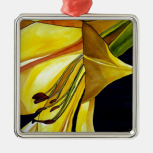 Gult Golden Splendor lily original art Julgransprydnad Metall