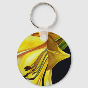 Gult Golden Splendor lily original art Nyckelring