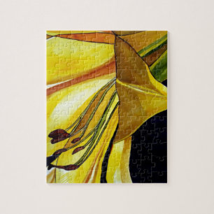 Gult Golden Splendor lily original art Pussel