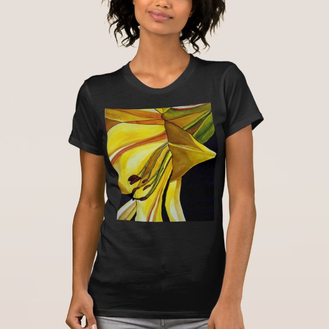 Gult Golden Splendor lily original art T Shirt (Framsida)