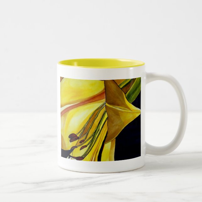 Gult Golden Splendor lily original art Två-Tonad Mugg (Höger)