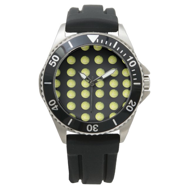 Gult Golf Bollar on Black Armbandsur (Framsida)