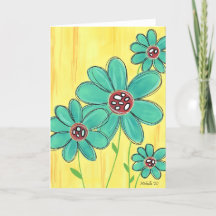 Gult Goofy Flowers Greeting Card