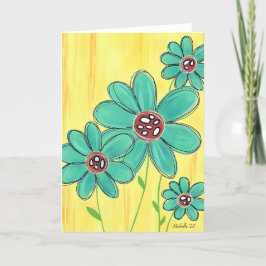 Gult Goofy Flowers Greeting Card Kort