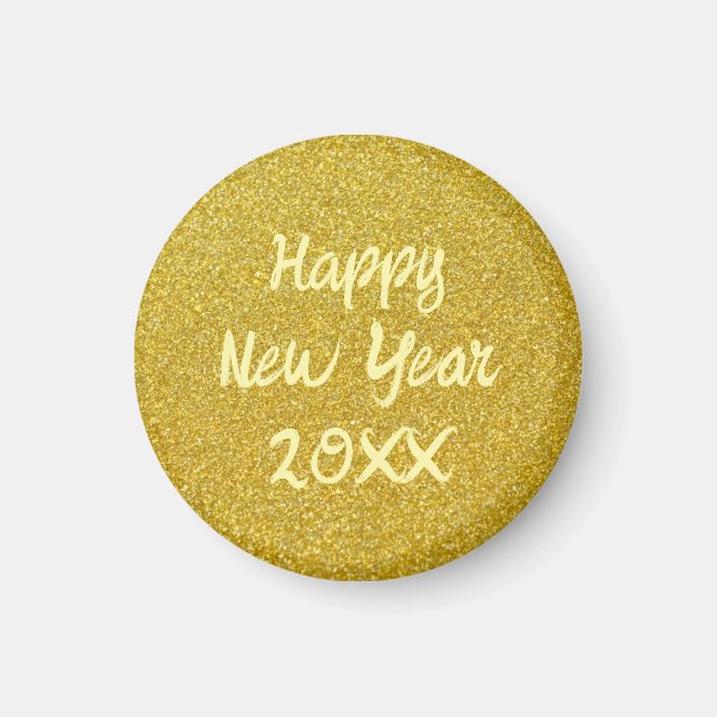 Gult Gott Nytt År Magnet (Framsidan)