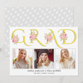 Gult GRAD-typografi rosa ros-foto studenten Meddelande