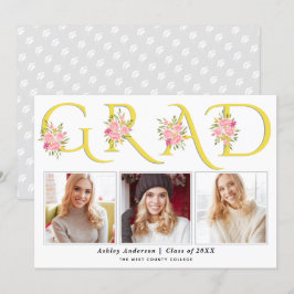 Gult GRAD-typografi rosa ros-foto studenten Meddelande