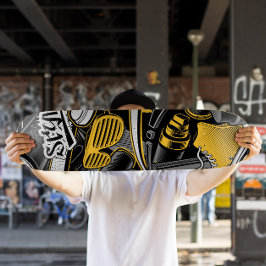 Gult Graffiti Stil Skateboard | Skateboard Deck