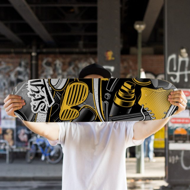Gult Graffiti Stil Skateboard | Skateboard Deck (Graffiti Urban Skateboard Deck)