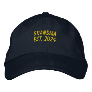 Gult Grandma Est 2024 Embroied Baseball Cap Broderad Keps