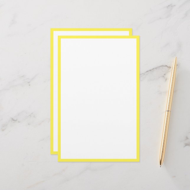 Gult Gräns Linjer Kant White Blank Classy Anpassni Brevpapper (Fram/Back In Situ)