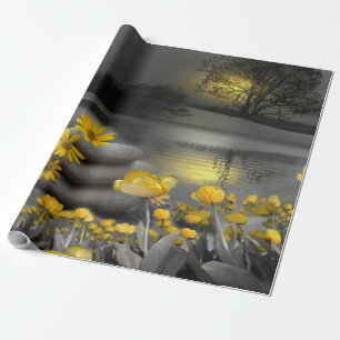 Gult & Grått 2021 färg "Bröllop" Sunset décor Presentpapper