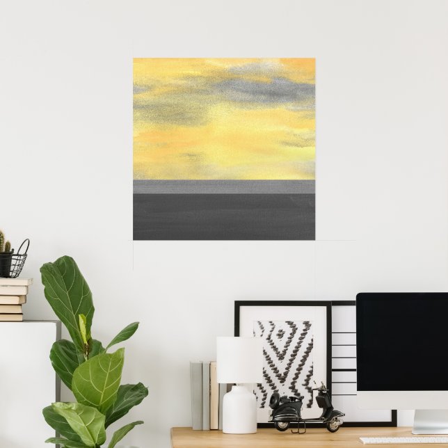 Gult Grått Abstrakt Modern Poster (Hemmakontoret)