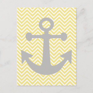 Gult & Grått Anchor Nautical Pastel av Lara Kulpa Vykort