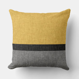 Gult Grått Black Simple Rand Crosshatch Kudde