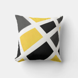 Gult Grått Black White Geometric Kudde