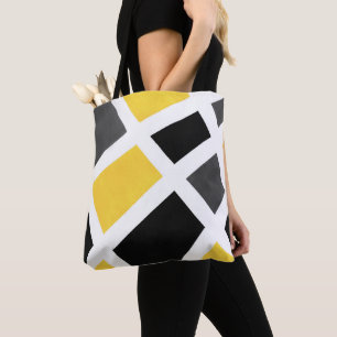 Gult Grått Black White Geometric Tygkasse