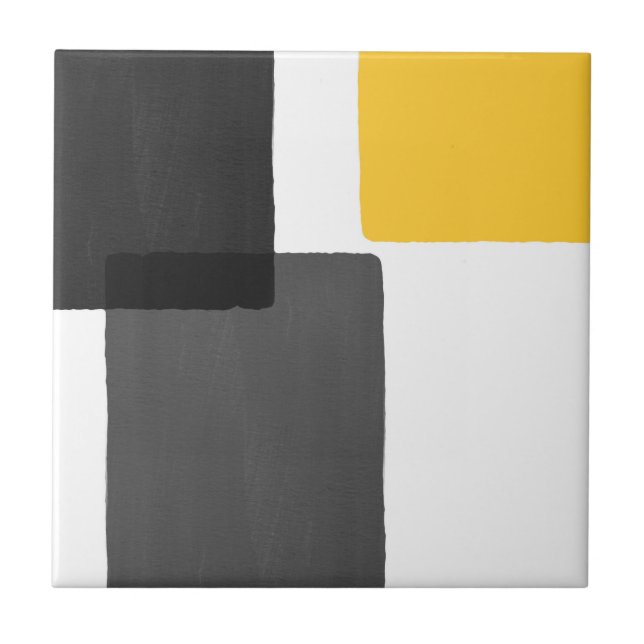 Gult Grått Black White Modern Minimalist Kakelplatta (Framsidan)