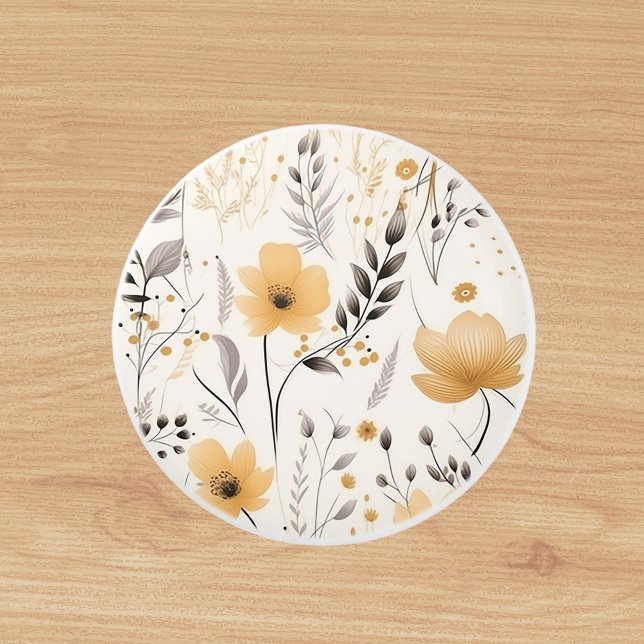 Gult grått blommönster knopp (Skapare uppladdad)