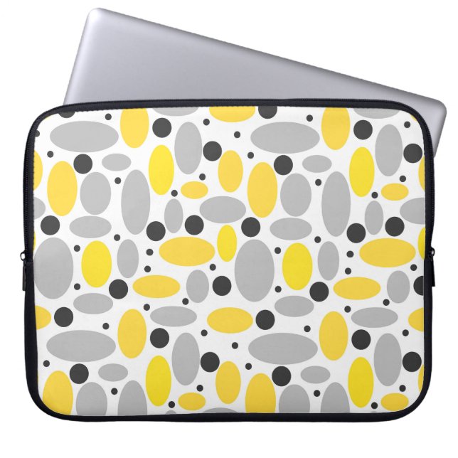 gult grått-bönretro mönster för hushållsdekoder laptop fodral (Framsidan)