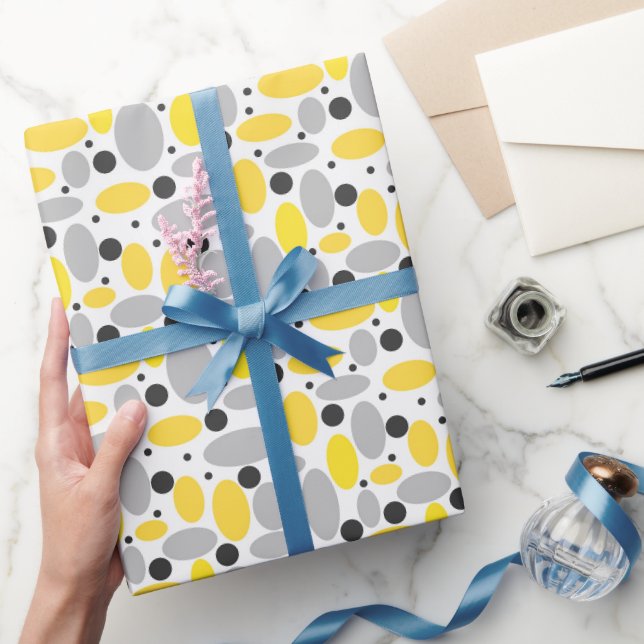 gult grått-bönretro mönster för hushållsdekoder presentpapper (Gifting)