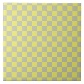 Gult + Grått Checkboard Mönster Kakelplatta