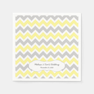 Gult Grått Chevron Decor / din egen ordalydelse Pappersservett