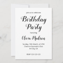 Gult Grått Chevron Geometric Födelsedagsfest Inbjudningar