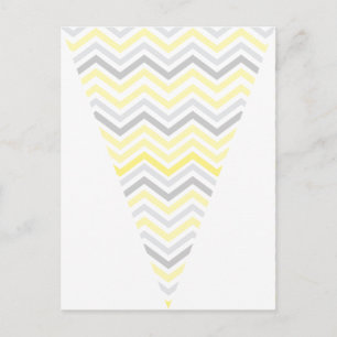 Gult & Grått Chevron Mönster Flagga Bunting Banner Vykort