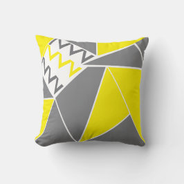 Gult Grått Chevron Rand Geometric Mönster Kudde