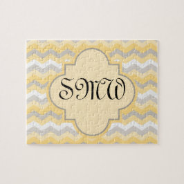 Gult/Grått Chevron Zigzag Pussel