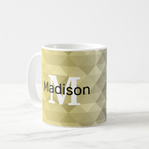 Gult Grått Coola Ombre Geometric mönster Monogram Kaffemugg