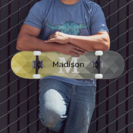 Gult Grått Coola Ombre Geometric mönster Monogram Mini Skateboard Bräda 18,5 Cm